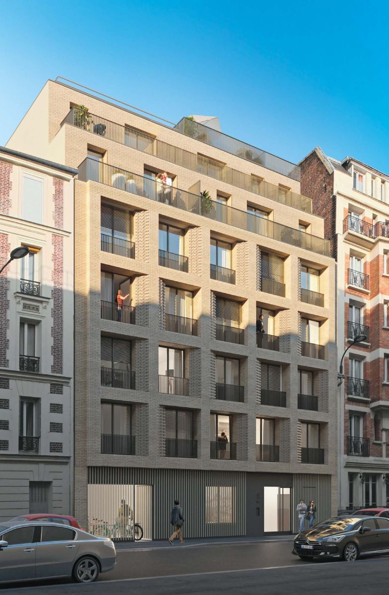 Façade de la résidence neuve 8BIS rue Caillaux à Paris 13