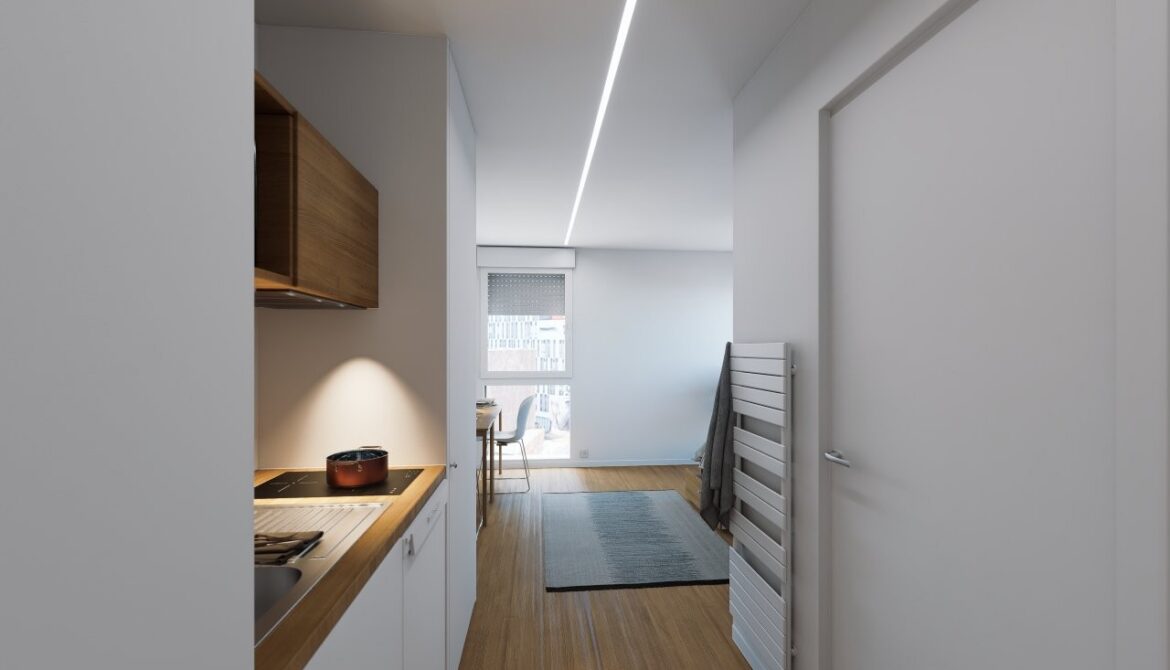 Kitchenette et aménagement d'un studio Station Balma Quai 64