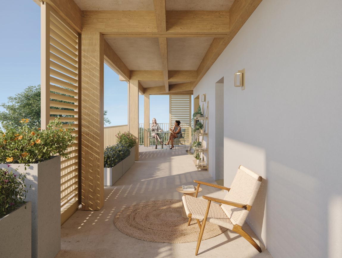 Balcon et jardin central de la résidence Canopéa
