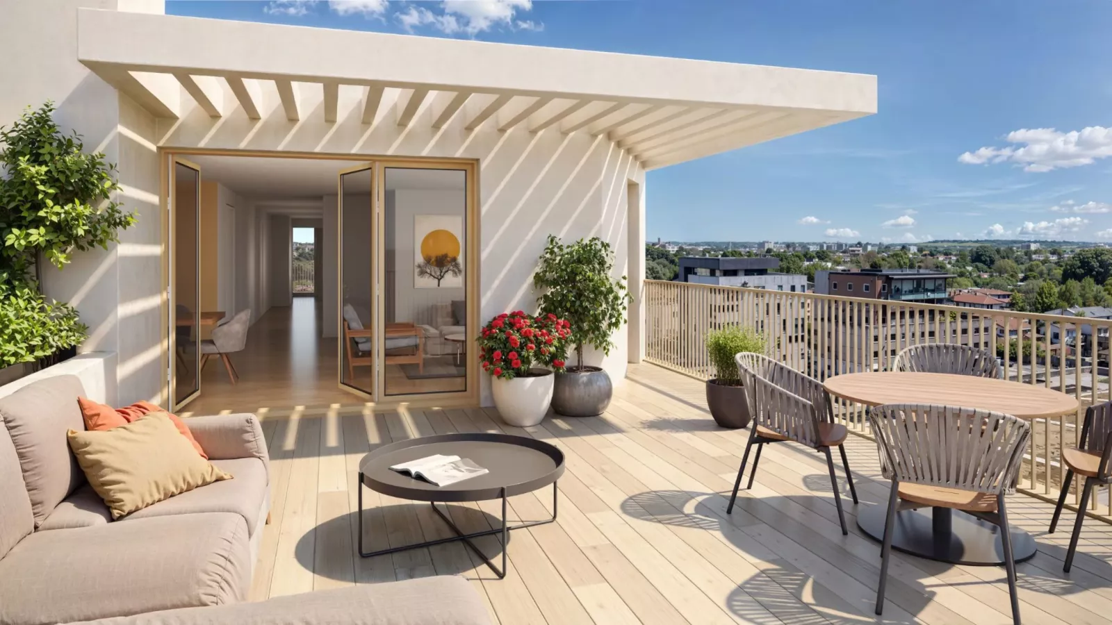 Terrasse et cœur d'îlot végétal d'Horizon Boisé