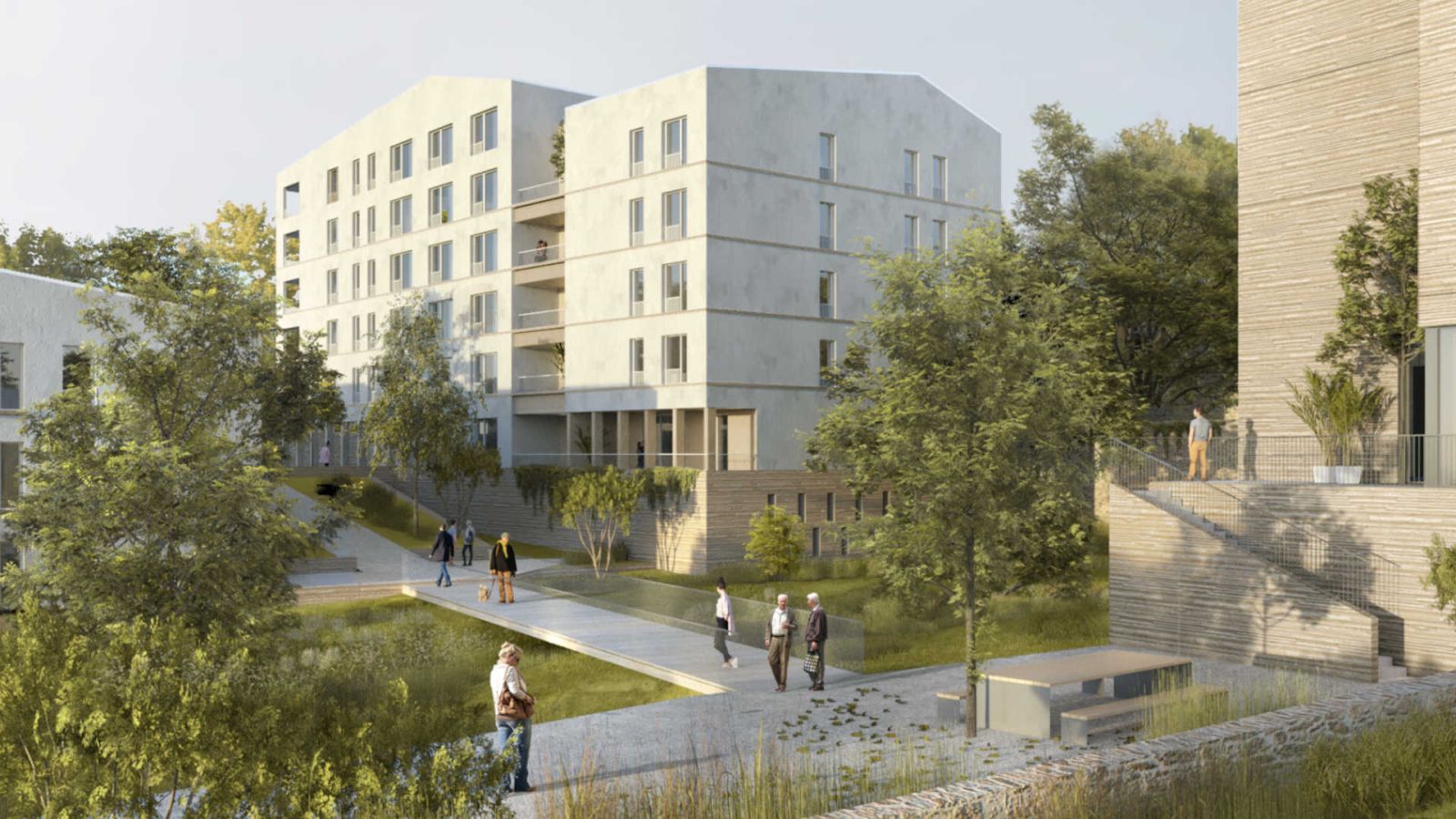 Quartier universitaire Petit-Port à Nantes desservi par le tramway