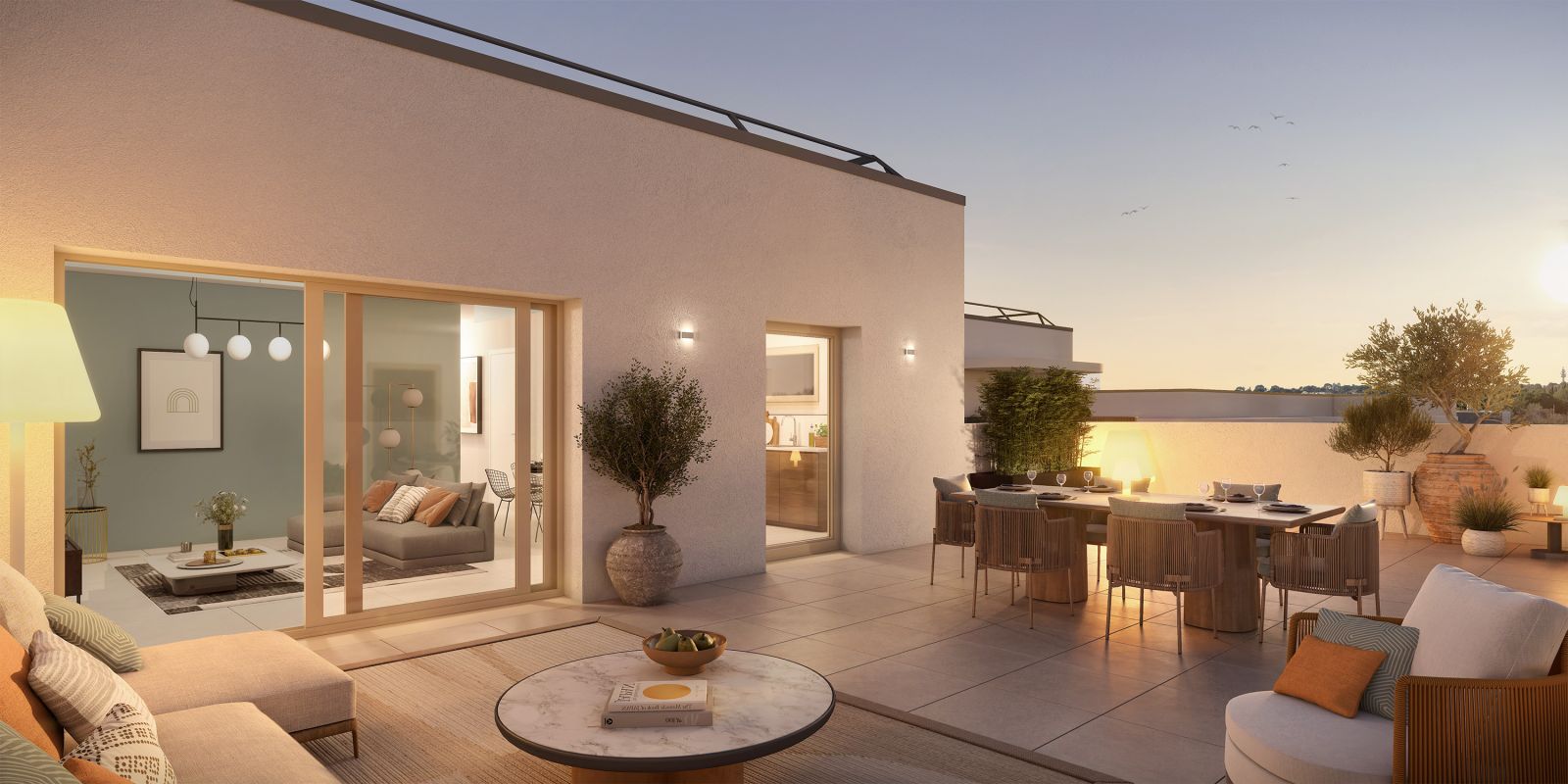 Terrasse et jardin paysager de la résidence Montvallon
