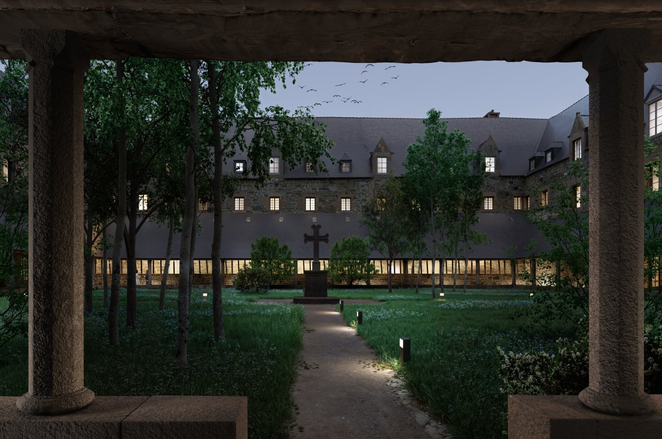Vue aérienne de l’Ancien Couvent des Ursulines à Morlaix