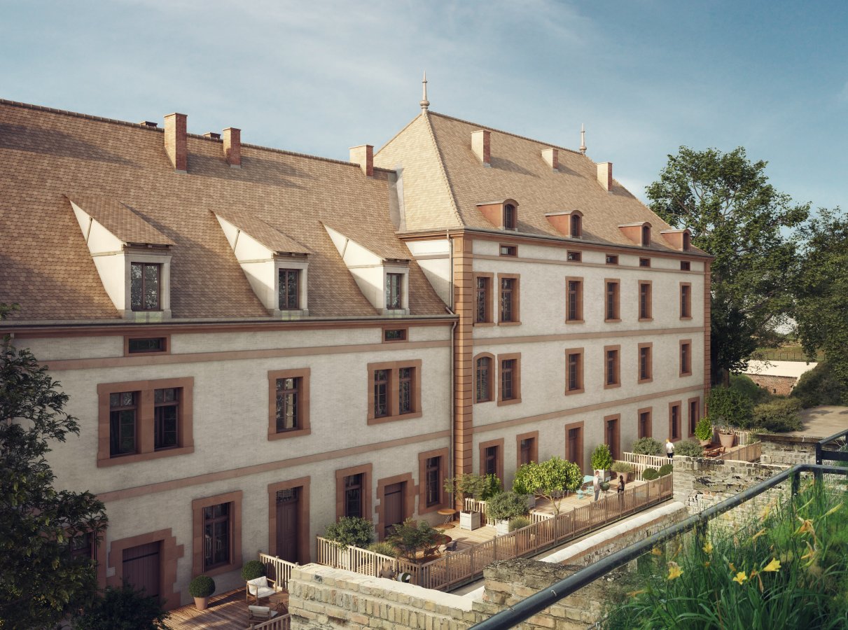 Façade sud de l’Ancienne Caserne Suzzoni à Neuf-Brisach